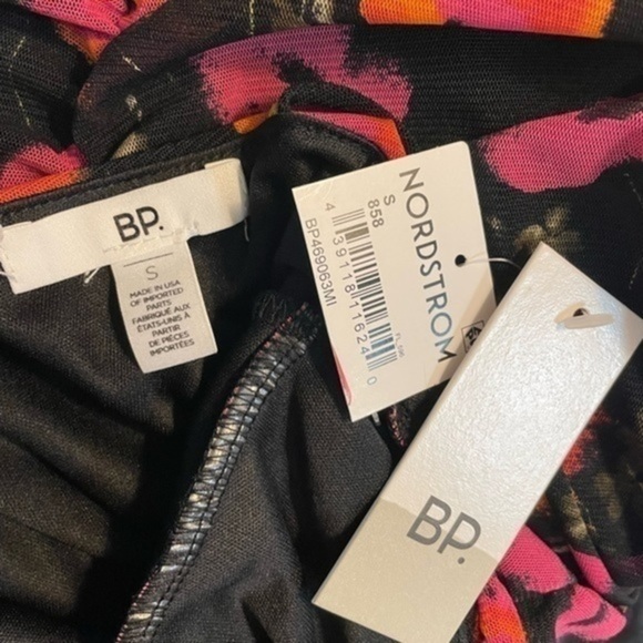 Nordstrom Bp Keyhole Mesh Mini Dress Black Bombshell Floral Small NWT - Picture 5 of 7